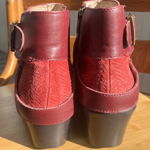 Alegria Women's Eva Boot Size 39/9 Red Leather Wedge Heel Platform Comfy Bootie - Picture 3 of 9